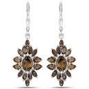 16.36 Carat Genuine Smoky Quartz .925 Sterling Silver 3 Piece Jewelry Set (Ring, Earrings, and Pendant w/ Chain)