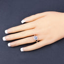 1.05 Carat Genuine Tanzanite and White Topaz .925 Sterling Silver Ring