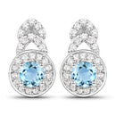 3.24 Carat Genuine Blue Topaz and White Topaz .925 Sterling Silver Jewelry Set