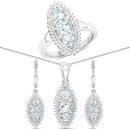 4.50 Carat Genuine Blue Topaz and White Topaz .925 Sterling Silver 3 Piece Jewelry Set (Ring, Earrings, and Pendant w/ Chain)