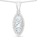 4.50 Carat Genuine Blue Topaz and White Topaz .925 Sterling Silver 3 Piece Jewelry Set (Ring, Earrings, and Pendant w/ Chain)