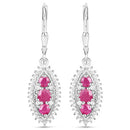 4.32 Carat Genuine Ruby and White Topaz .925 Sterling Silver 3 Piece Jewelry Set (Ring, Earrings, and Pendant w/ Chain)