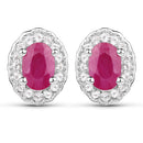 2.46 Carat Genuine Ruby and White Topaz .925 Sterling Silver 3 Piece Jewelry Set (Ring, Earrings, and Pendant w/ Chain)