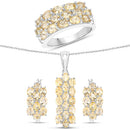 8.32 Carat Genuine Citrine .925 Sterling Silver 3 Piece Jewelry Set (Ring, Earrings, and Pendant w/ Chain)