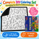 Personalized Unicorn Coloring Doodle Blanket with 12 Fabric Markers