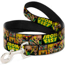 Dog Leash - Retro IRON FIST Action Pose/Comic Scene Blocks Black/Green/Yellow