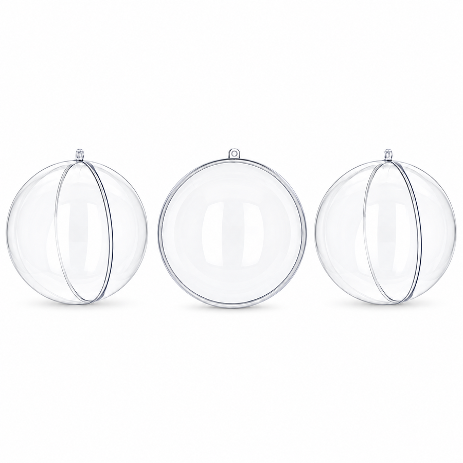 Set of 3 Clear Fillable Plastic Ball Christmas Ornament 4.7 Inches