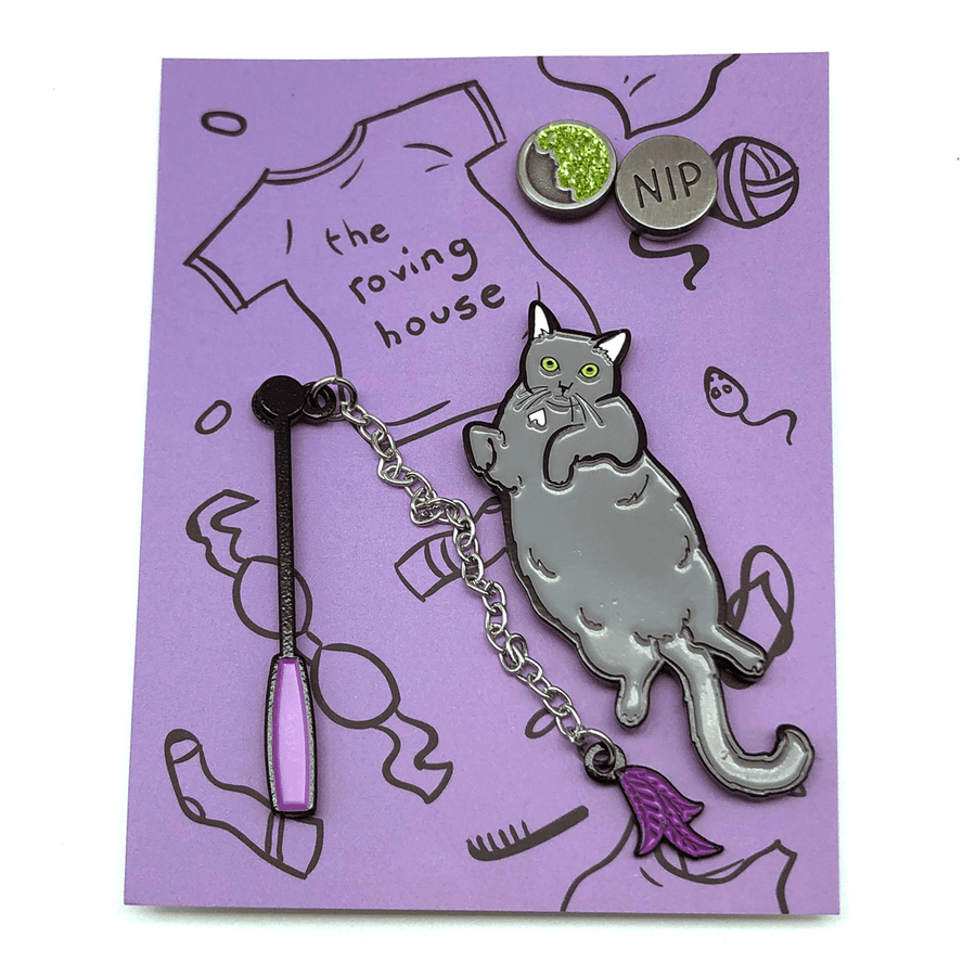 Chonky Cat and Toys Enamel Pin Set