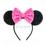 Shiny Black & Hot Pink Mickey Ears