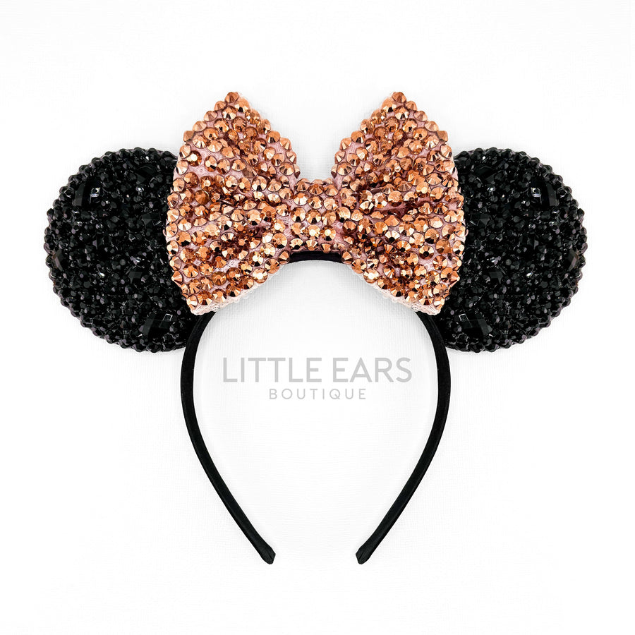 LAST CHANCE - Shiny Black & Rose Gold Mickey Ears