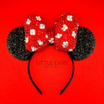 Shiny Minnie Puffed Bow with Sparkle Black