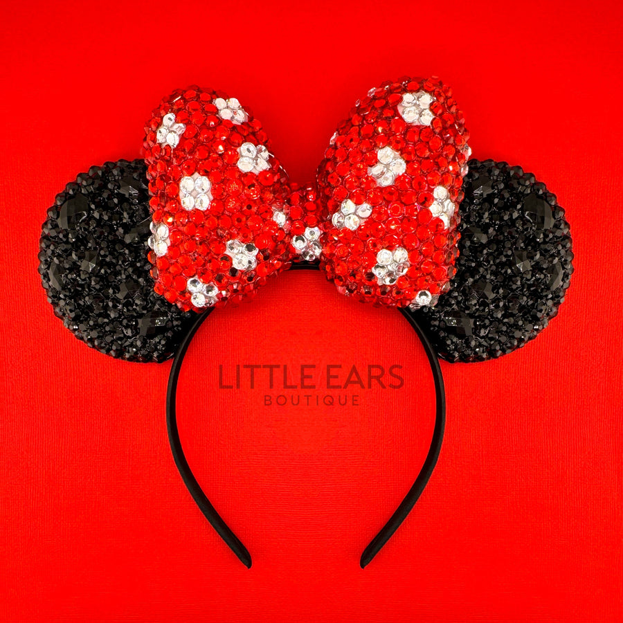 Shiny Minnie Puffed Bow with Sparkle Black