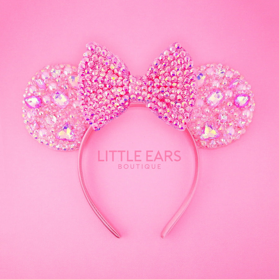 Shiny Pink Glass Mickey Ears