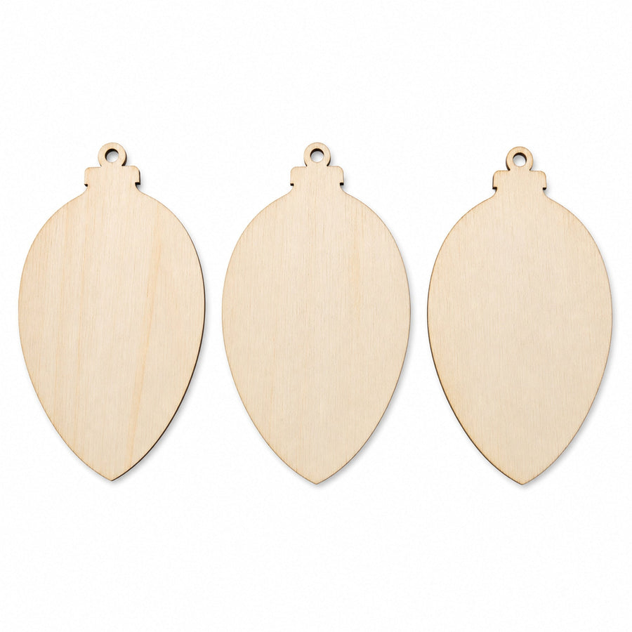3 Egg Christmas Ornaments Unfinished Wooden Shapes Craft Cutouts DIY Unpainted 3D Plaques 4 Inches