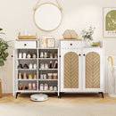 2-Door Shoe Rack Organizer with Drawer and 6 Removable Shelves-White