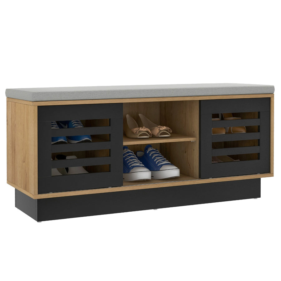 Shoe Bench with 6 Storage Compartments and 3 Adjustable Shelves