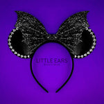 Silver & Black Bat Spikes Mickey Ears