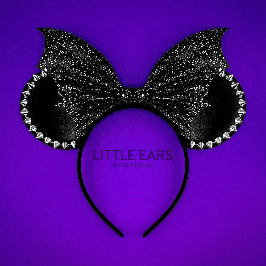 Silver & Black Bat Spikes Mickey Ears