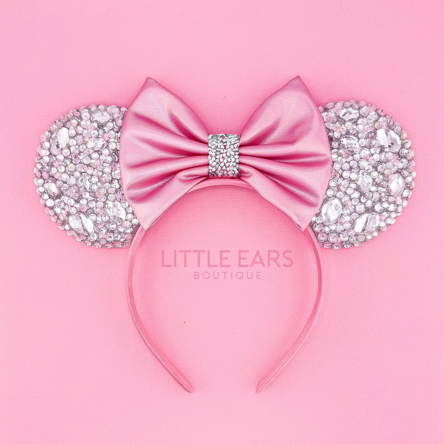 Silver & Pink Bow Sparkle Ears