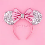 Silver & Pink Bow Sparkle Mickey Ears