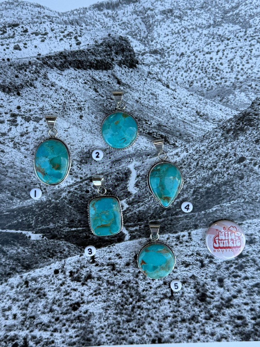 Silver Plated Mohave Turquoise Pendant