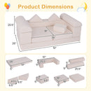 9-Piece Climb and Crawl Foam and Floor Playset with Breathable Suede Fabric-Beige