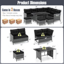 7 Pieces Patio Dining Furniture Set with Soft Cushions and Ottomans