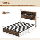 Twin/Full/Queen/King Size Bed Frame with Storage Headboard Industrial Metal Platform Bed