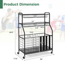 Garage Sports Equipment Organizer with Hooks & Baskets for Basketball-Black
