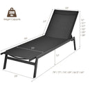 Outdoor Reclining Chaise Lounge Chair with 6-Position Adjustable Back