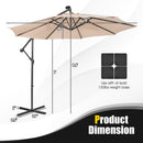 10 Feet Patio Solar Powered Cantilever Umbrella with Tilting System