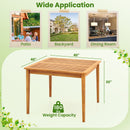 40 Inch Acacia Wood Dining Square Bistro Table with 1.96 Inch Umbrella Hole