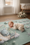 Personalized Baby Milestone Blanket with Name | Sleeping Dragon & Moon | Custom Dragon Baby Gift