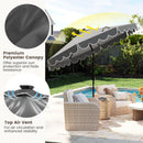 9.3 Feet Solar Patio Umbrella with 24 LED Lights Vented Top and Ruffles-Beige