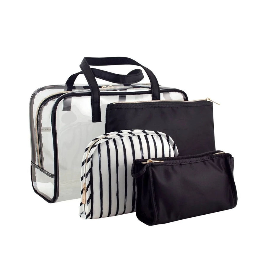 Sonia Kashuk Makeup Organizer Bag Set Clear Weekender 4 Bags - New