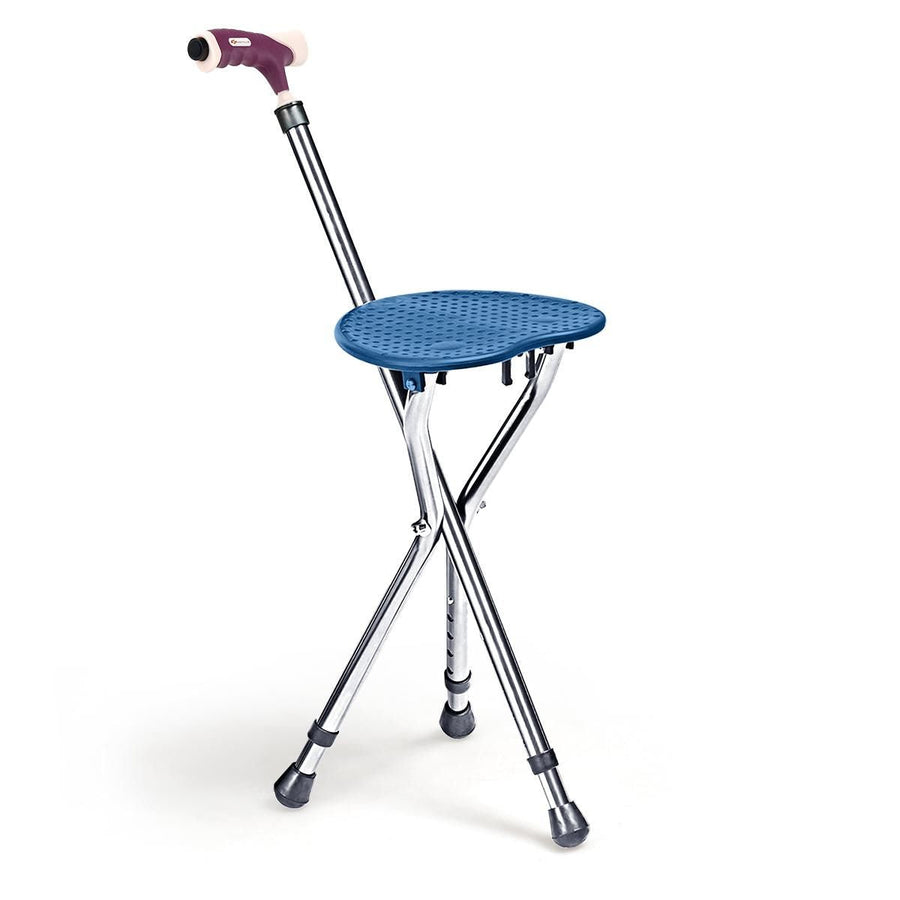 Lightweight Adjustable Folding Cane Seat with Light