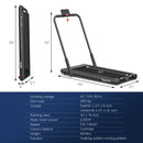 2-in-1 Folding Treadmill with Remote Control and LED Display-Black