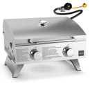 Stainless Steel Propane Grill with Lid for Outdoor Camping Tailgating Picnic Party-Silver