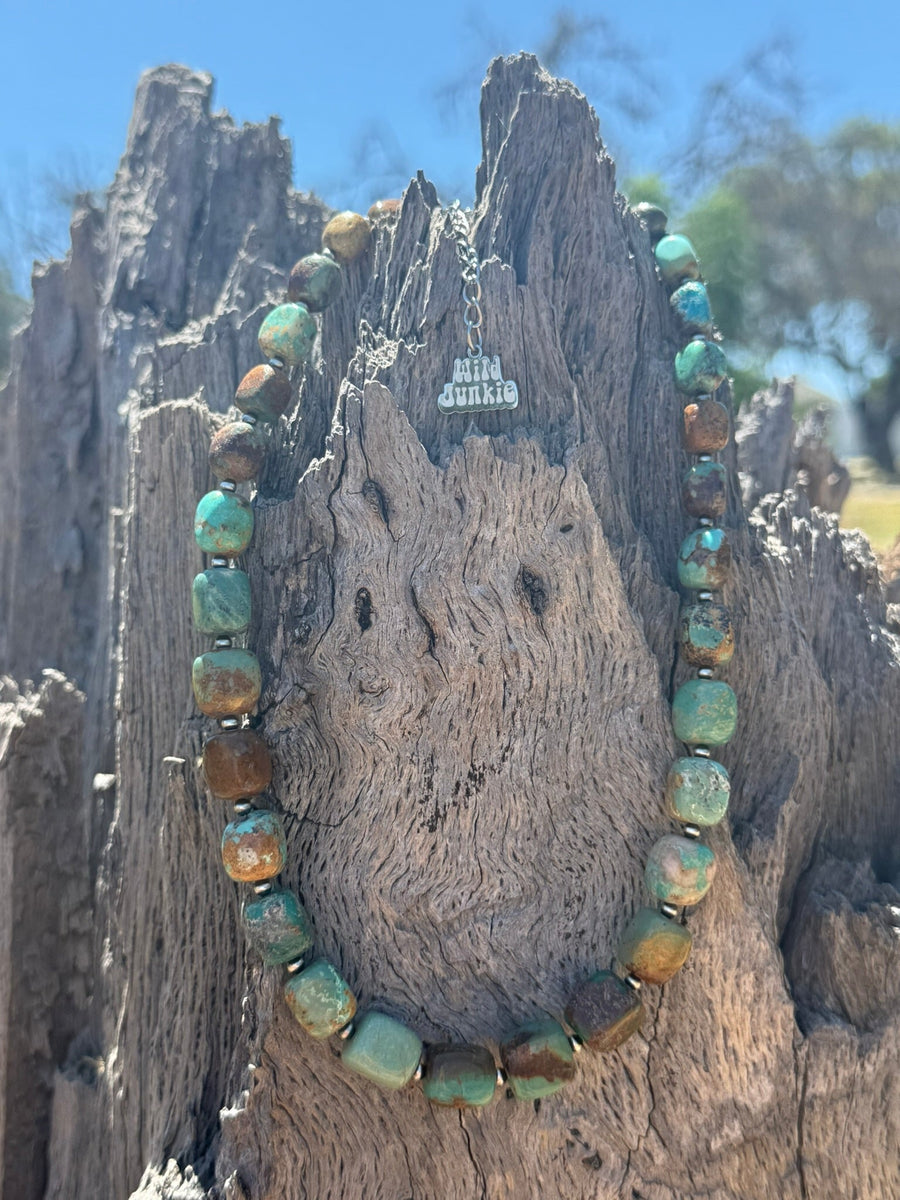 Sterling Silver Desert Sage Turquoise Beaded Necklace