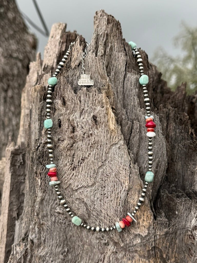 Sterling Silver Desert Trail Mixed Stone Beaded Necklace