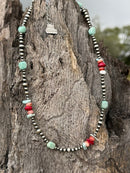 Sterling Silver Desert Trail Mixed Stone Beaded Necklace