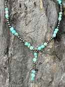 Silver Mesa Aqua Beaded Lariat Necklace