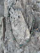 Silver Beads Turquoise Flats Beaded Necklace