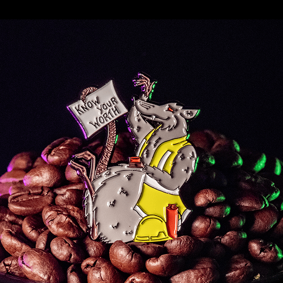 Scabby the Rat on Break | Coffee Club Enamel Pin