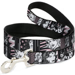 Dog Leash - Batgirl/Wonder Woman/Supergirl Retro Panels Black/Pink/White