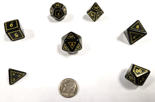 Talislanta 6th Edition Dice Set (Black & Gold 7 dice)