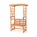 6.2 Feet Tall Patio Garden Arbor with Pergola and 2-Seat Bench for Garden Lawn Backyard Decoration-Yellow