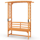 6.5 FT Tall Patio Garden Arbor with Pergola and 2-Seat Bench for Garden Backyard Decoration-Yellow