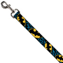 Dog Leash - Bat Signals Stacked w/CLOSE-UP Blue/Black/Yellow