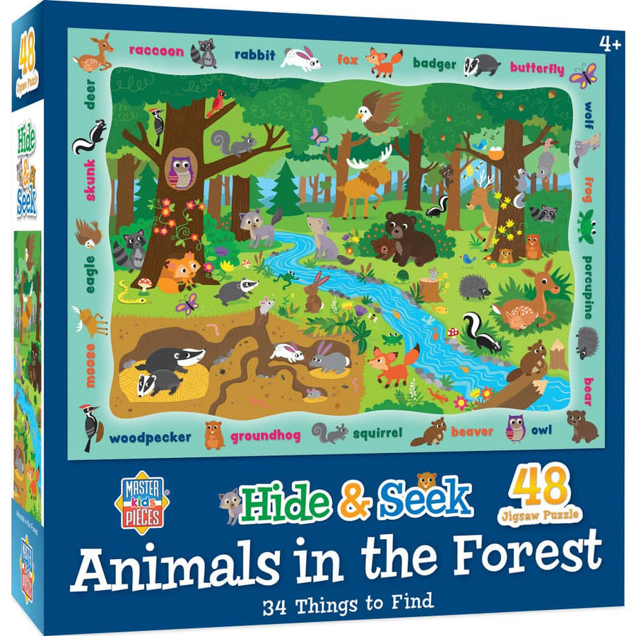 Hide & Seek - Animals in the Forest 48 Piece Jigsaw Puzzle
